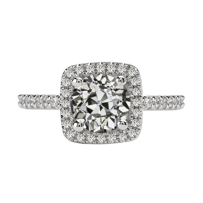 Altschliff Echt Diamant Halo Ehering 14K Gold Schmuck 4,50 Karat