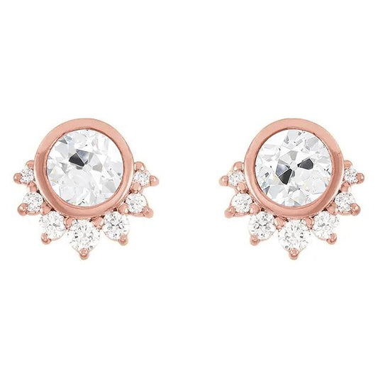 Altschliff Naturlich Diamant Ohrstecker 5,50 Karat Star Style Gold Push Backs Lünette Set - harrychadent.ch