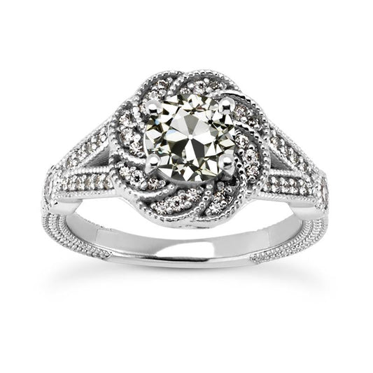 Altschliff Naturliche Diamant Halo Ring Blume Vintage-Stil Split Shank 4,50 Karat - harrychadent.ch