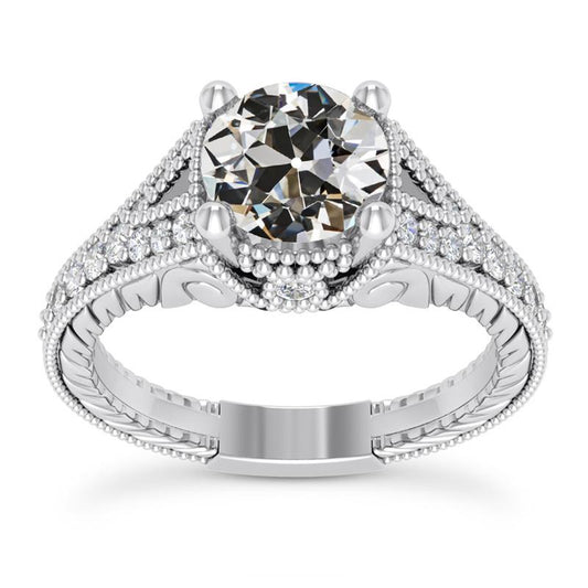Altschliff Naturliche Diamant Jubiläumsring Milgrain Vintage-Stil 3.75 Karat