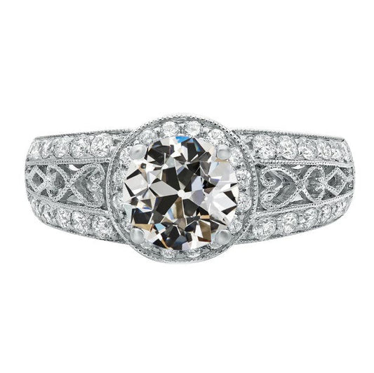 Antik-Stil Milligrain Old Miner Echt Diamantring Dicker Schaft 5 Karat