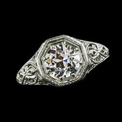 Antik-Stil Solitär-Ring-Lünetten-Set Runder Alter Bergmann Echt Diamant 2 Karat
