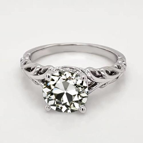 Antik-Stil Solitärring Rund Alter Bergmann Naturliche Diamant Gold 1,50 Karat