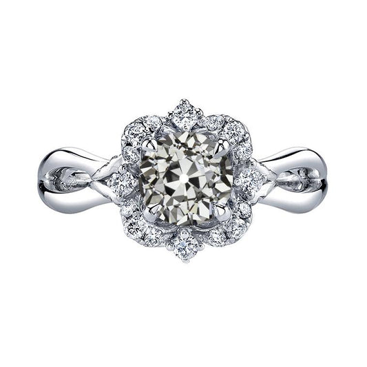 Antiker Altschliff Echt Diamant-Halo-Ring Mit Geteiltem Schaft 4 Karat - harrychadent.ch