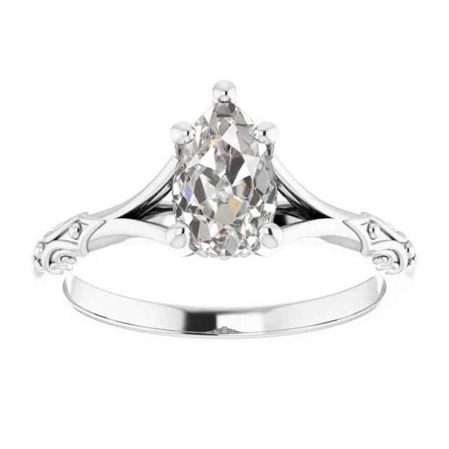 Antiker Solitär-Birnen-Alter Minenschliff Echt Diamantring 2 Karat - harrychadent.ch