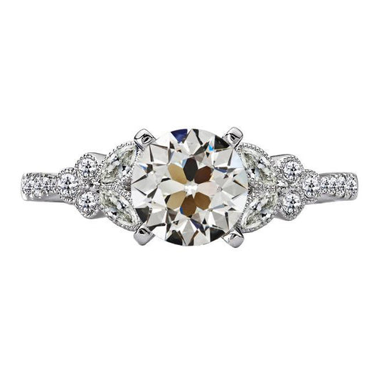Antikstil Rund & Marquise Altschliff Echt Diamant 6 Karat 14K Gold