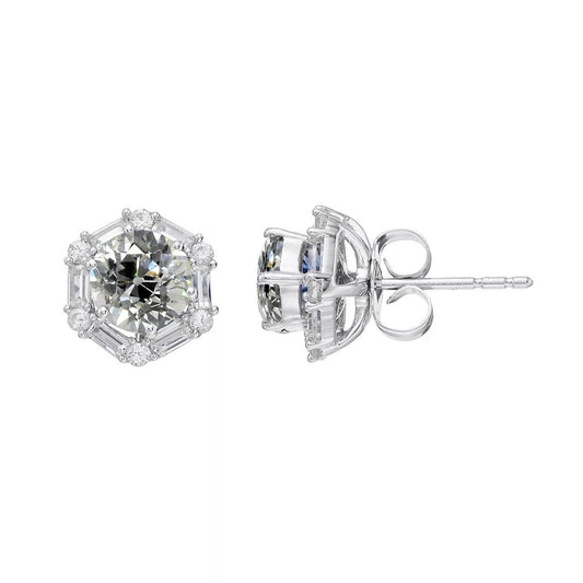 Baguette & Alter Bergmann Halo Natürlich Diamant Ohrstecker 3 Karat Push Backs - harrychadent.ch