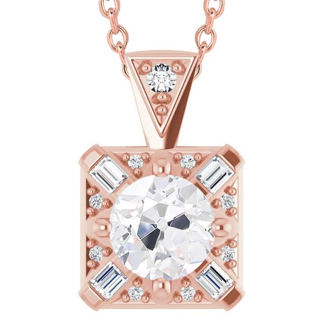 Baguette & Altschliff Echt Diamant Anhänger Schmuck 5,50 Karat Roségold 14K - harrychadent.ch