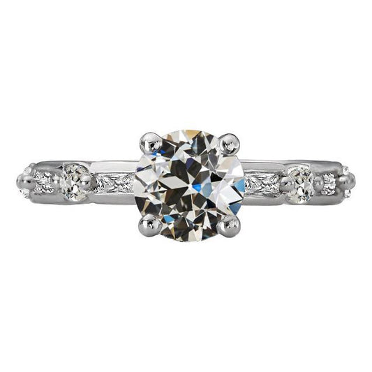 Baguette & Runder Echt Diamantring Im Alten Minenschliff 5,50 Karat