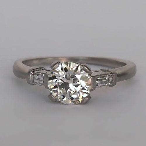 Baguette mit drei Steinen und runder alter Bergmann Natürlich Diamantring 2 Karat