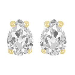 Birne Alter Bergmann Echt Diamant Ohrstecker 8 Karat Gelbgold Krappenset