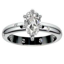 Birne Alter Bergmann Natürliche Diamantring Gypsy Flush Set Weißgold 14K 4,50 Karat
