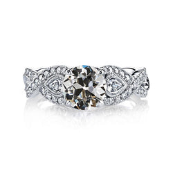 Birne Altschliff Naturlich Diamant Ehering Milgrain Infinity Style 4 Karat