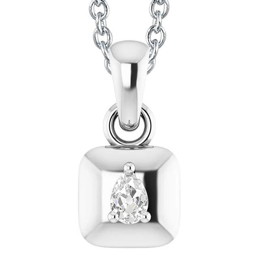 Birne Old Mine Cut 1 Karat Echt Diamant Anhänger Weißgold 14K