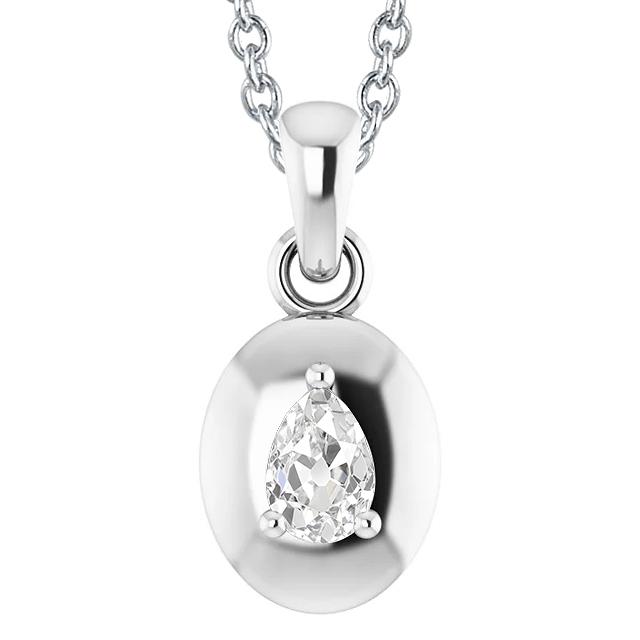 Birne Old Mine Cut Naturliche Diamant Anhänger Weißgold 14K 1,50 Karat