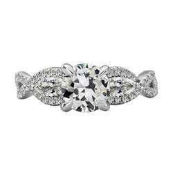 Birne & Rund Alter Bergmann Echt Diamantring Infinity Style 7 Karat