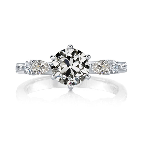 Birne & Runder Alter Minenschliff Echt Diamantring 14K Weißgold 4 Karat - harrychadent.ch