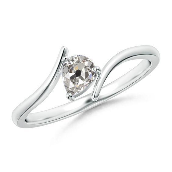 Birne Solitaire Alter Bergmann Echt Diamantring 1,50 Karat Zinken Tension Style