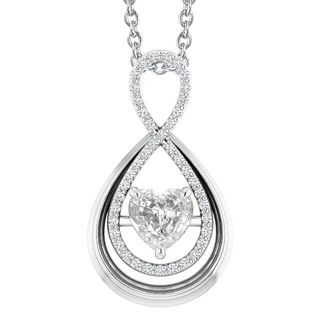 Birnenförmiger Echt Diamant Anhänger Rund & Herz Alter Bergmann 3.50 Karat 14K