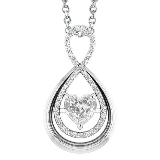 Birnenförmiger Echt Diamant Anhänger Rund & Herz Alter Bergmann 3.50 Karat 14K