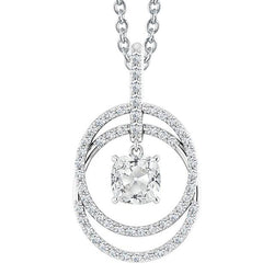 Circle Echt Diamant Anhänger Kissen Old Cut 4 Karat Krappen Set 14K
