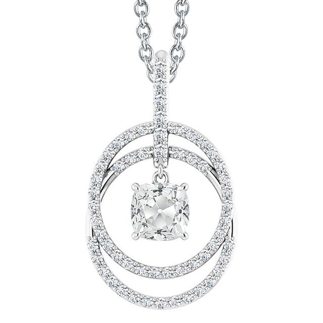 Circle Echt Diamant Anhänger Kissen Old Cut 4 Karat Krappen Set 14K