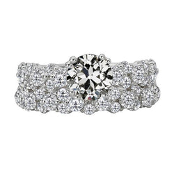 Cluster Natürlich Diamant-Verlobungsring-Set Alter Bergmann 14K Gold 6 Karat