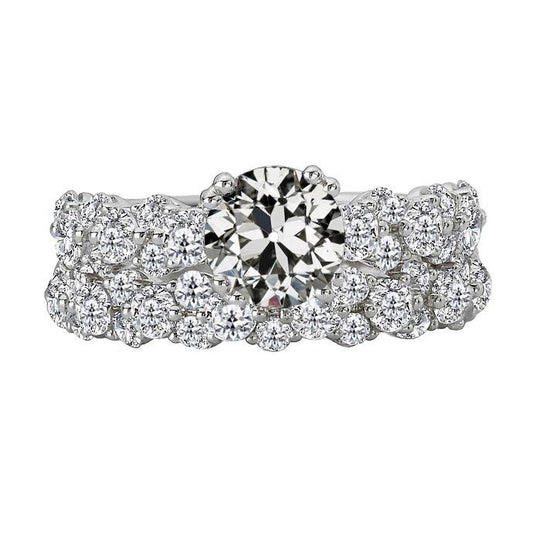Cluster Natürlich Diamant-Verlobungsring-Set Alter Bergmann 14K Gold 6 Karat - harrychadent.ch