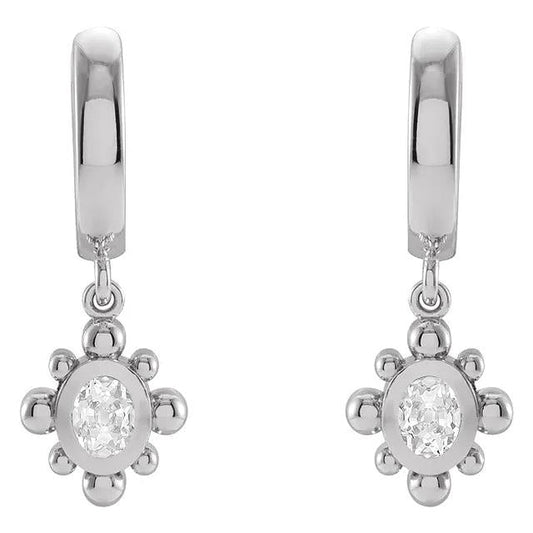 Creolen Ohrringe Oval Alt Minecut Echt Diamanten Lünette Set 2 Karat - harrychadent.ch