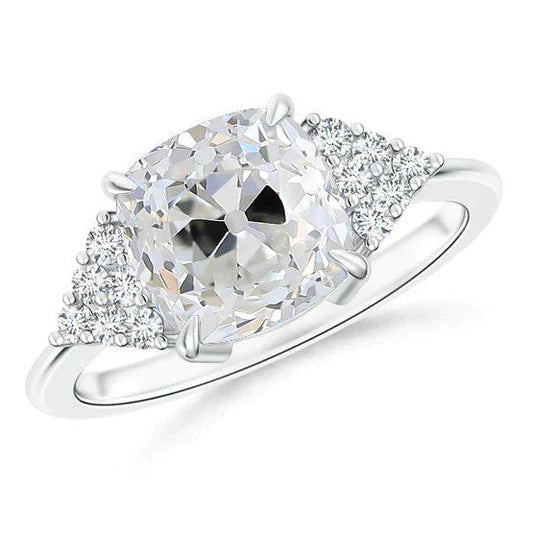 Cushion Echt Diamond Eagle Claws Ring Alteuropäische Weißgold-Krappenfassung