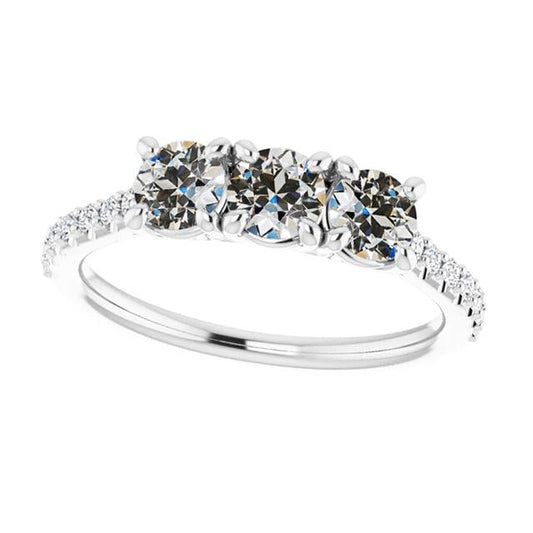 Damen-Verlobungsring Runder Alter Minenschliff Naturliche Diamant Gold 4 Karat