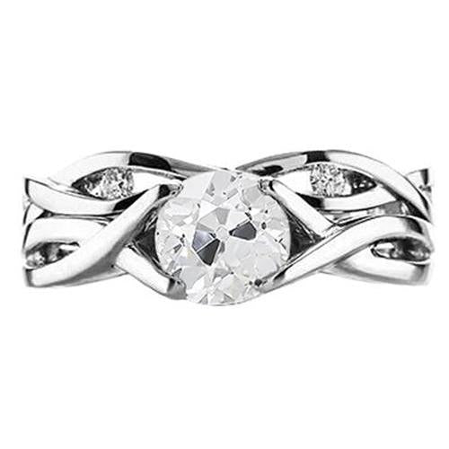 Damen 3 Stein alter Bergmann Natürlich Diamant Fancy Ring 1,25 Karat Twisted Shank - harrychadent.ch