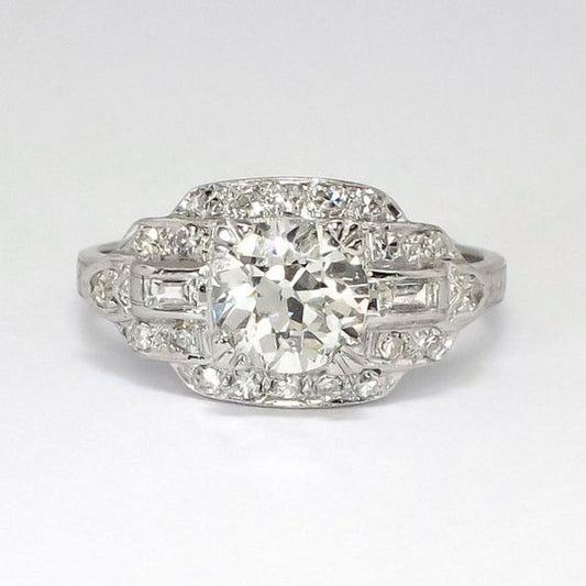 Damen Baguette & Runder Alter Minenschliff Echt Diamant Ehering 2,75 Karat