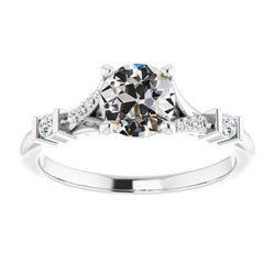 Damen Echt Diamant-Verlobungsring Old Mine Cut Bar-Zacken-Set 3 Karat