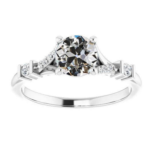 Damen Echt Diamant-Verlobungsring Old Mine Cut Bar-Zacken-Set 3 Karat - harrychadent.ch
