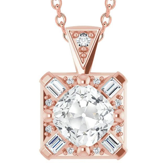 Damen Echt Diamant Anhänger Kissen Alter Bergmann Baguette & Rund 7.50 Karat - harrychadent.ch