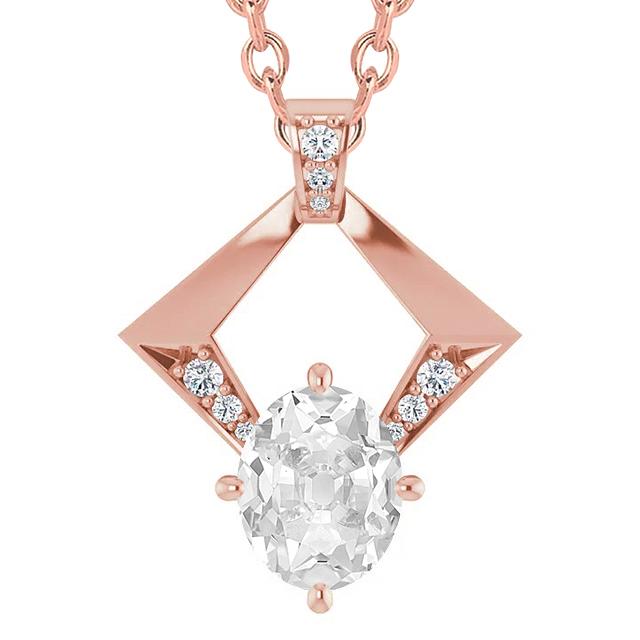Damen Echt Diamant Anhänger Rose Gold Rund & Oval Alter Bergmann Halskette 4 Ct - harrychadent.ch