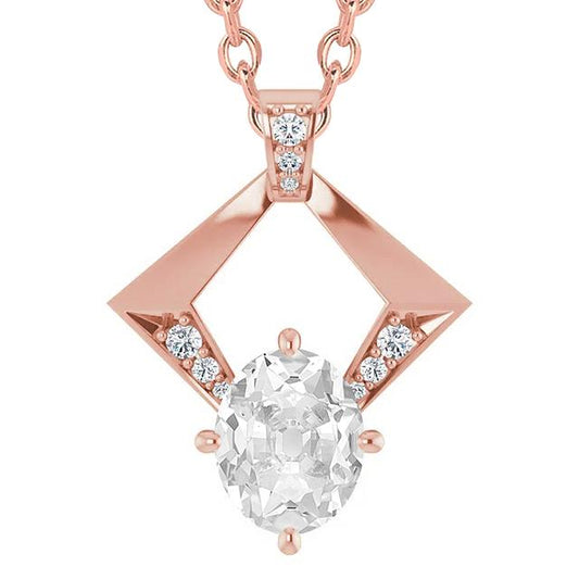 Damen Echt Diamant Anhänger Rose Gold Rund & Oval Alter Bergmann Halskette 4 Ct - harrychadent.ch