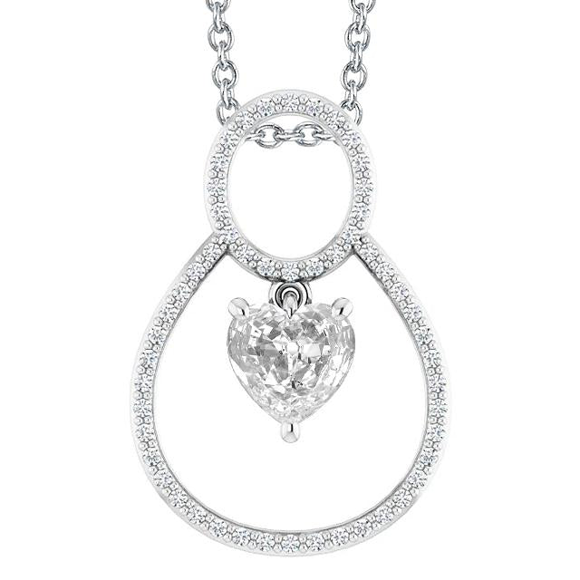 Damen Echt Diamant Anhänger Rund & Herz Old Cut 3,50 Karat