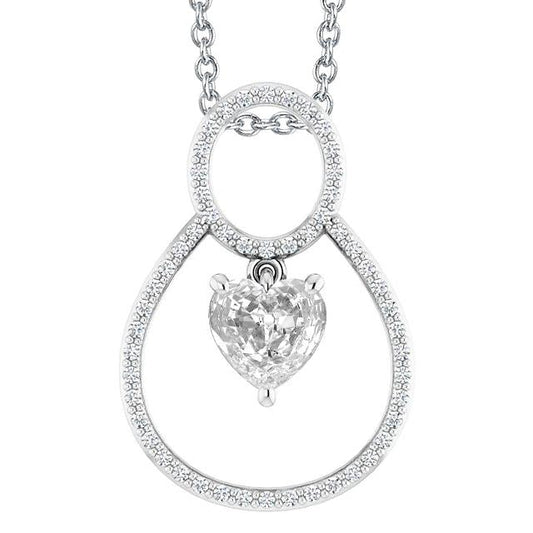 Damen Echt Diamant Anhänger Rund & Herz Old Cut 3,50 Karat