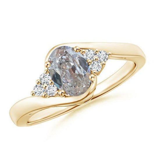 Damen Echt Diamantring Oval Cut alter Bergmann 2 Karat Tension Style