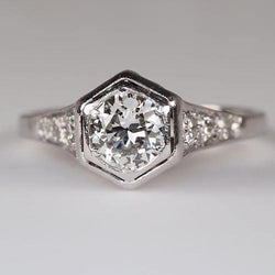 Damen Gold Runde Alter Minenschliff Natürliche Diamantring Krappen Set 2,25 Karat