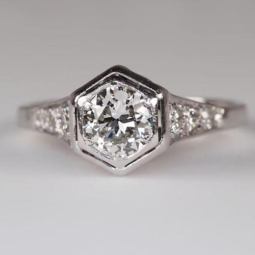 Damen Gold Runde Alter Minenschliff Natürliche Diamantring Krappen Set 2,25 Karat