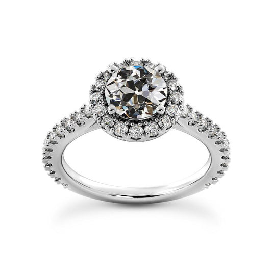 Damen Halo Altschliff Echt Diamantring Mit Akzenten 5 Karat Gold