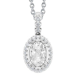 Damen Halo Echt Diamant Anhänger Oval Old Cut 5,50 Karat Schmuck 14K
