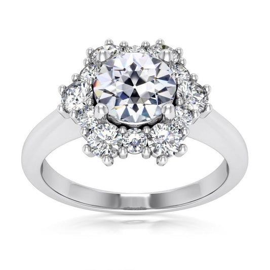 Damen Halo Ring Rund Alter Bergmann Naturliche Diamant Krappen Set 8,50 Karat