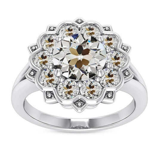 Damen Halo Ring Rund Alter Bergmann Naturliche Diamant Star Style Gold 9 Karat