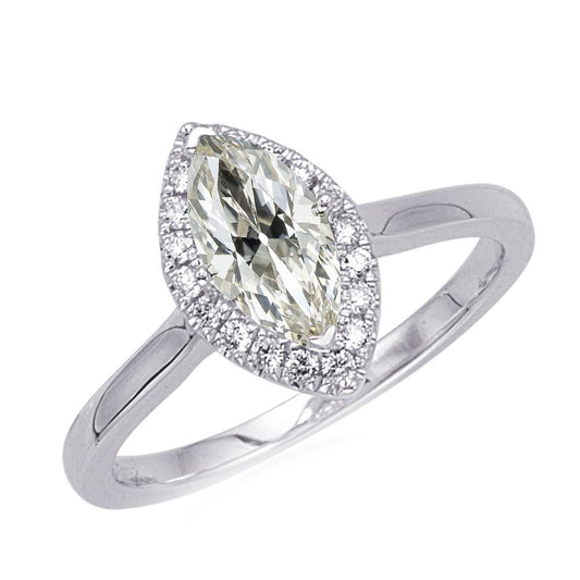 Damen Halo Ring Rund & Marquise Old Mine Cut Echt Diamant 4,50 Karat