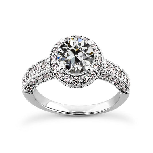 Damen Halo Ring Runder Alter Bergmann Echt Diamant 4,75 Karat