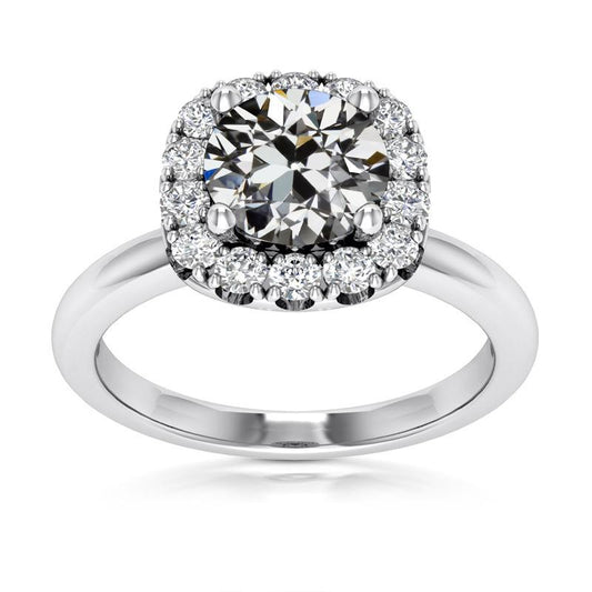Damen Halo Ring Runder Alter Minenschliff Echt Diamant 5,50 Karat 14K Gold